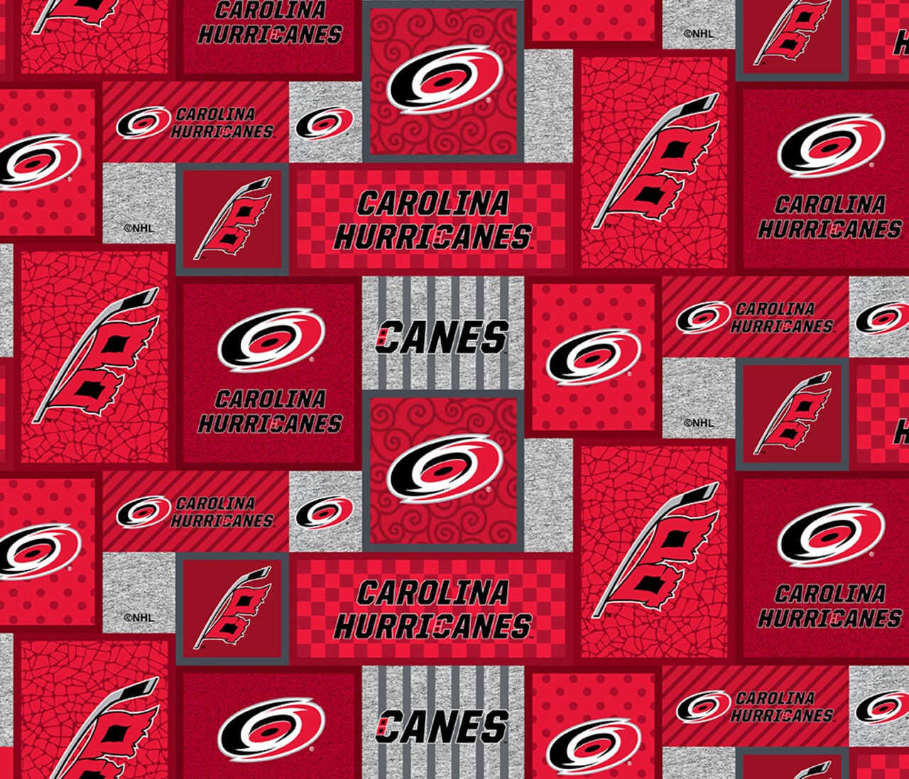 Sykel Enterprises NHL Team Fleece Blanket Fabric-Carolina Hurricanes Patch Design Fleece Fabric
